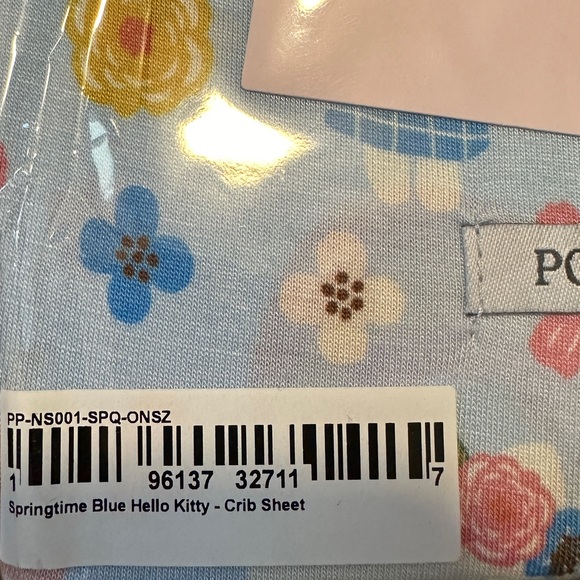 •New•Posh Peanut X Hello Kitty - Springtime Blue Crib Sheet - Picture 4 of 6